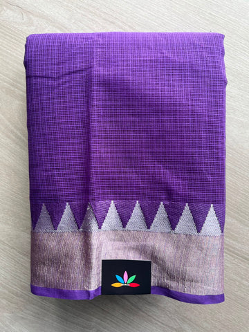Royal Purple Temple Border Kota Cotton Saree - 33867