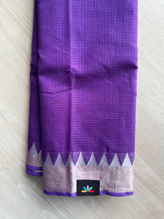Royal Purple Temple Border Kota Cotton Saree - 33867