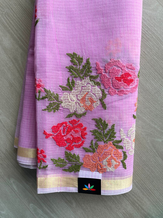 Machine Embroidered Blended Kota Saree - 33892