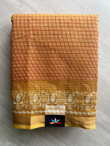 Hand Block Printed Kota Doria Saree - 34866