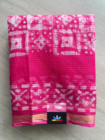 Batik Print Kota Doria Saree - 34869
