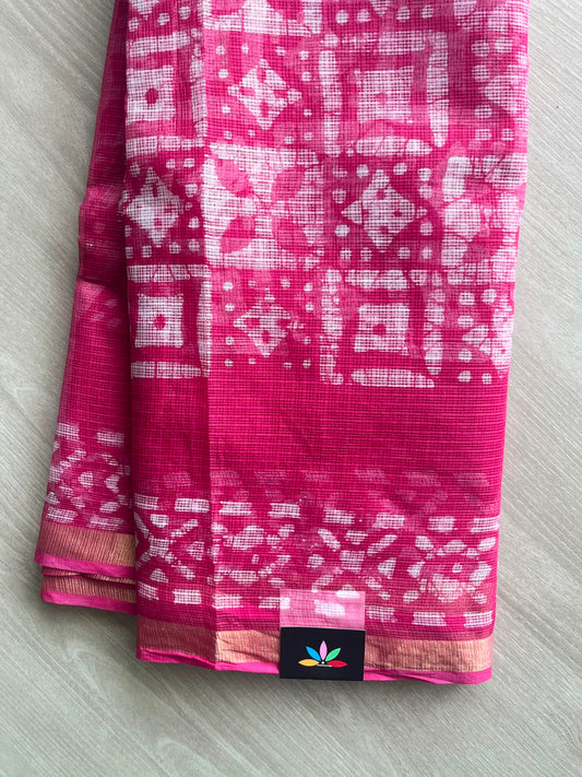 Batik Print Kota Doria Saree - 34869