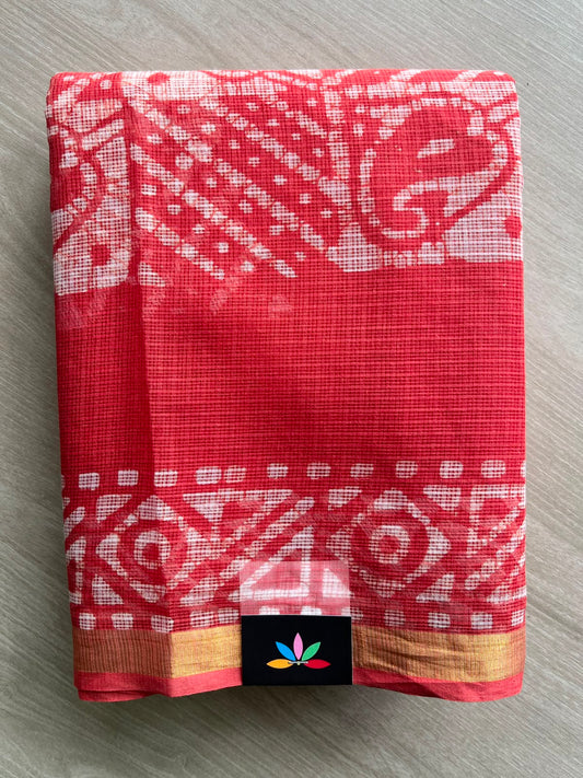Batik Print Kota Doria Saree - 34871