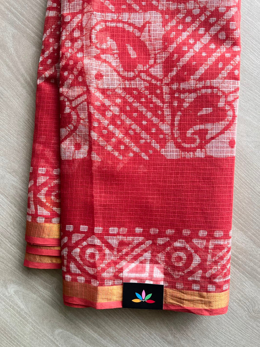 Batik Print Kota Doria Saree - 34871