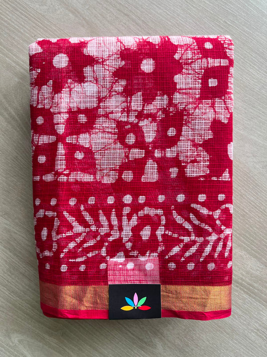 Batik Print Kota Doria Saree - 34874