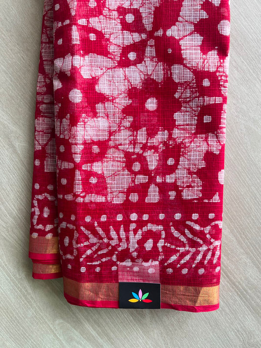Batik Print Kota Doria Saree - 34874