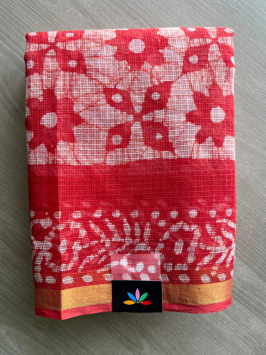 Batik Print Kota Doria Saree - 34877
