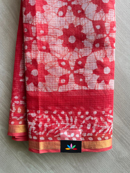 Batik Print Kota Doria Saree - 34877