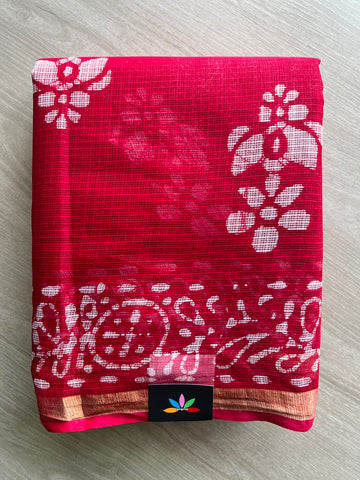 Batik Print Kota Doria Saree - 34878