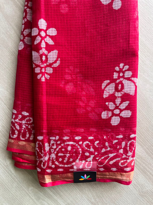 Batik Print Kota Doria Saree - 34878