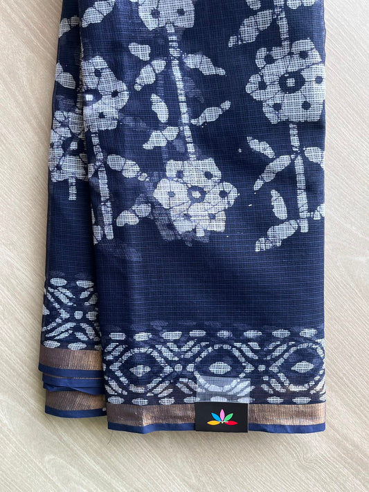 Batik Print Kota Doria Saree - 34879