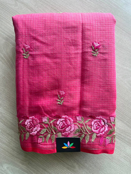 Floral Embroidered Pure Kota Cotton Saree - 34886