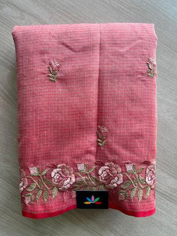 Floral Embroidered Pure Kota Cotton Saree - 34887