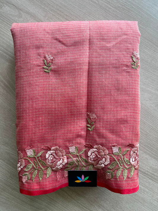 Floral Embroidered Pure Kota Cotton Saree - 34887