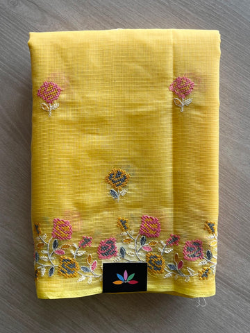 Floral Embroidered Pure Kota Cotton Saree - 34888