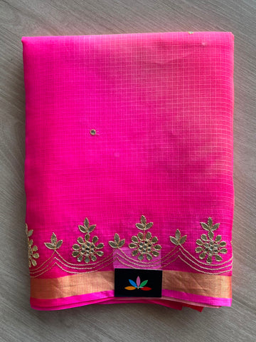 Floral Design Gotta Patti Work Pure Kota Silk Saree - 34939