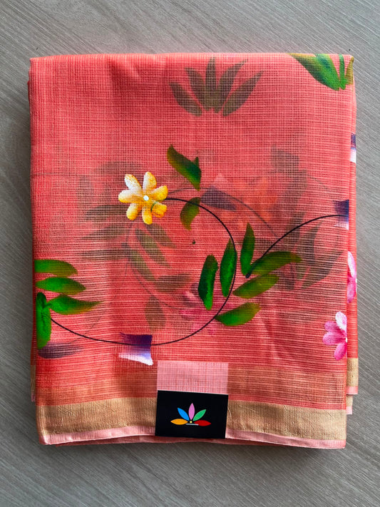 Hand Brush Print Silky Kota Saree - 34944
