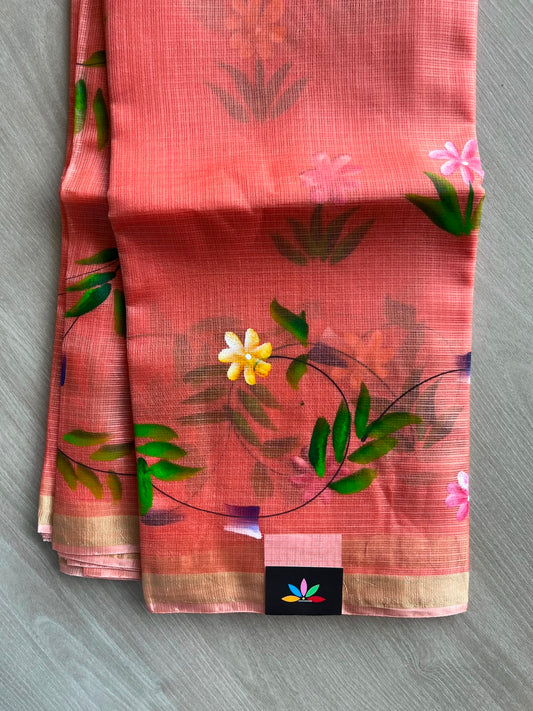 Hand Brush Print Silky Kota Saree - 34944
