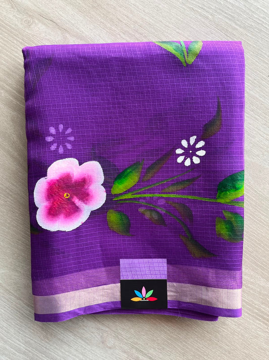 Hand Brush Print Kota Silk Saree - 34945