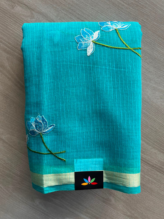 Floral Embroidered Kota Saree - 34946