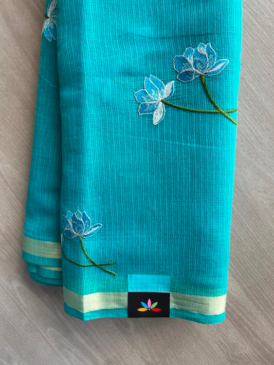 Floral Embroidered Kota Saree - 34946