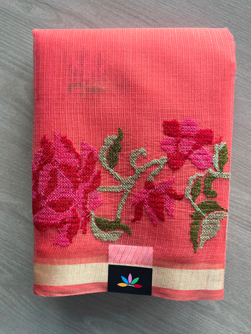 Floral Embroidered Kota Saree - 34947