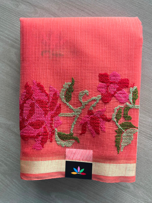 Floral Embroidered Kota Saree - 34947