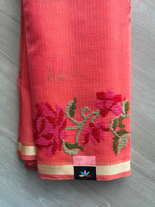 Floral Embroidered Kota Saree - 34947
