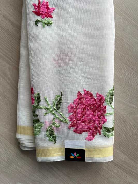 Floral Embroidered Kota Saree - 34948