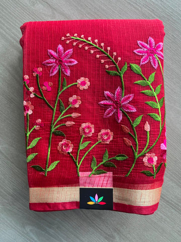 Floral Embroidered Kota Saree - 34949