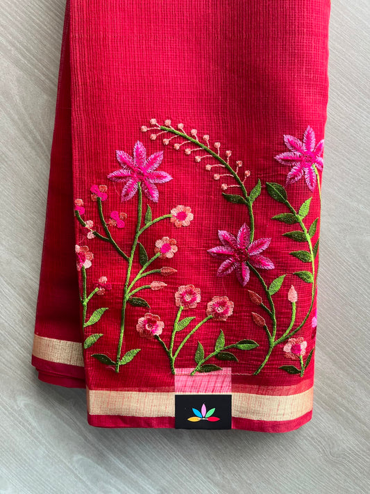 Floral Embroidered Kota Saree - 34949