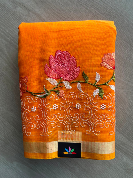 Floral Embroidered Kota Saree - 34950