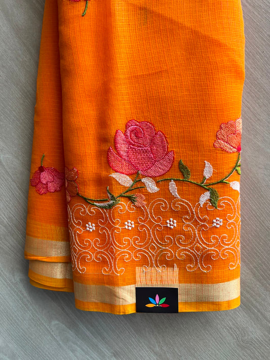 Floral Embroidered Kota Saree - 34950