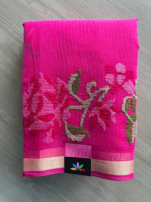 Floral Embroidered Kota Saree - 34951