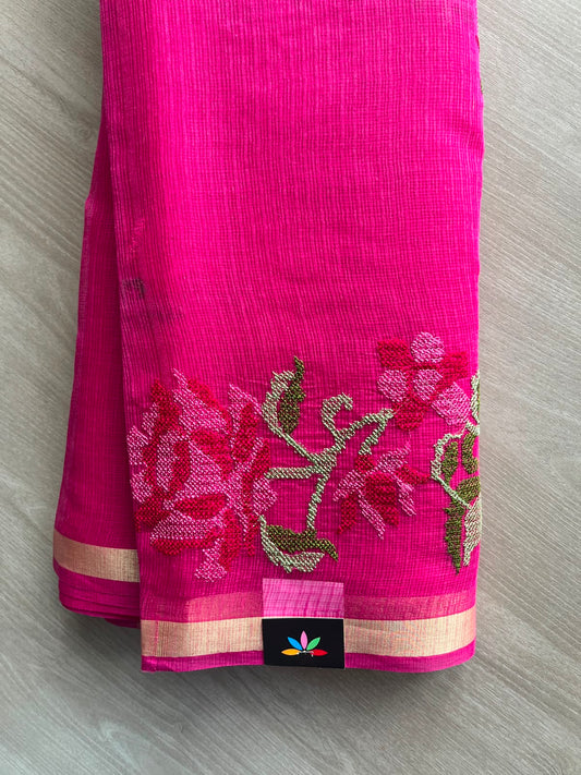 Floral Embroidered Kota Saree - 34951