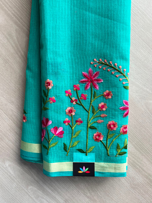 Floral Embroidered Kota Saree - 34953