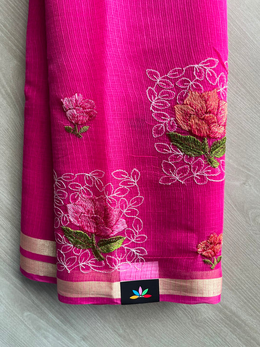 Floral Embroidered Kota Saree - 34956
