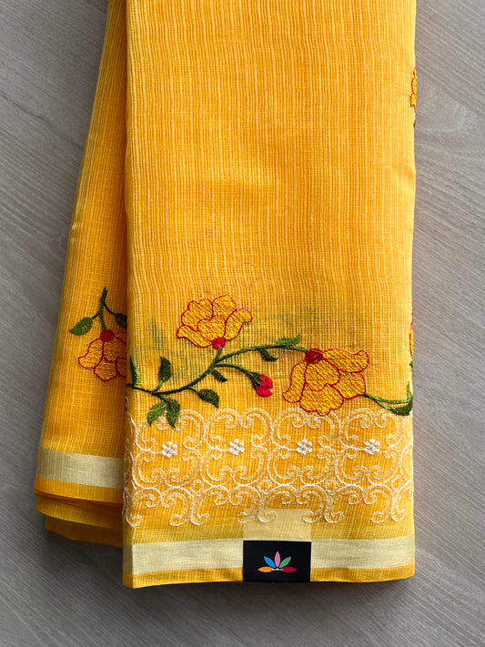 Floral Embroidered Kota Saree - 34957