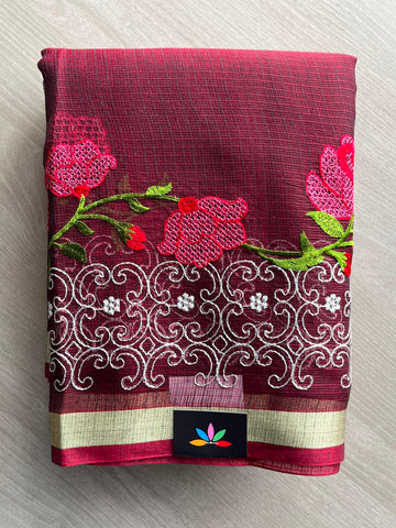 Floral Embroidered Kota Saree - 34958