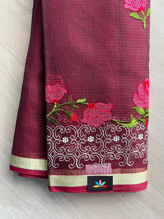 Floral Embroidered Kota Saree - 34958