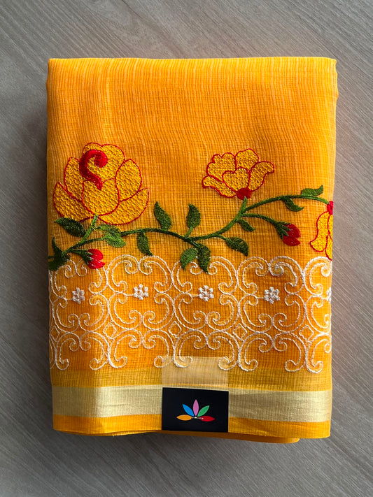 Floral Embroidered Kota Saree - 34959