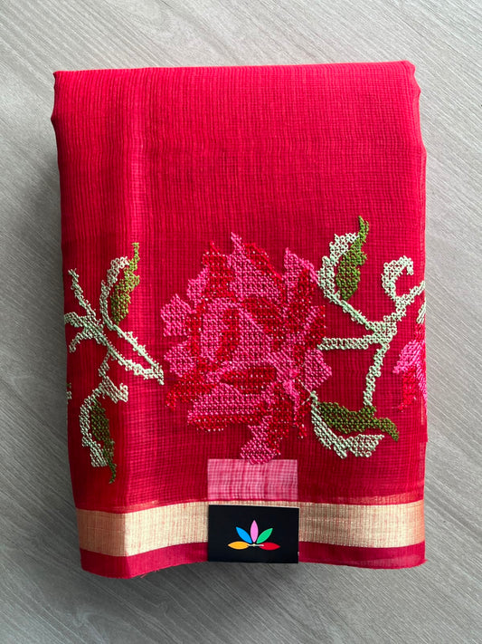 Floral Embroidered Kota Saree - 34960