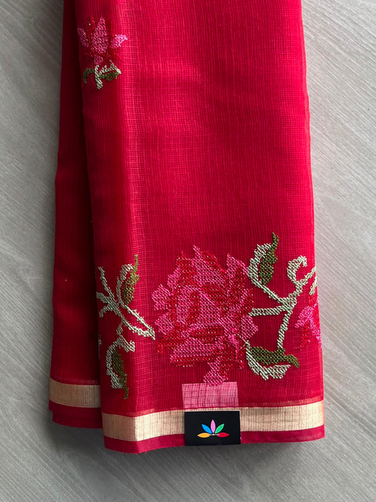 Floral Embroidered Kota Saree - 34960