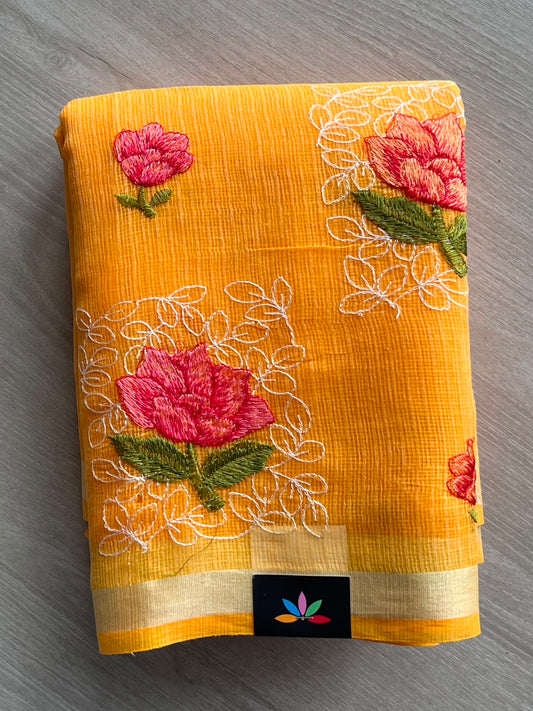 Floral Embroidered Kota Saree - 34961
