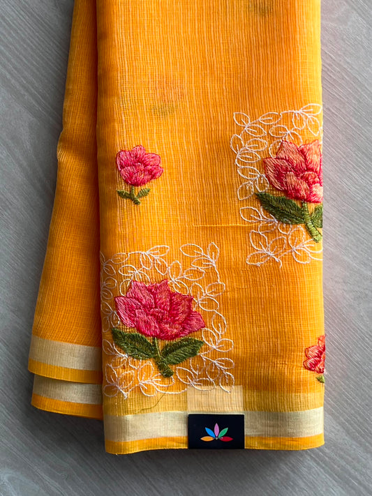 Floral Embroidered Kota Saree - 34961
