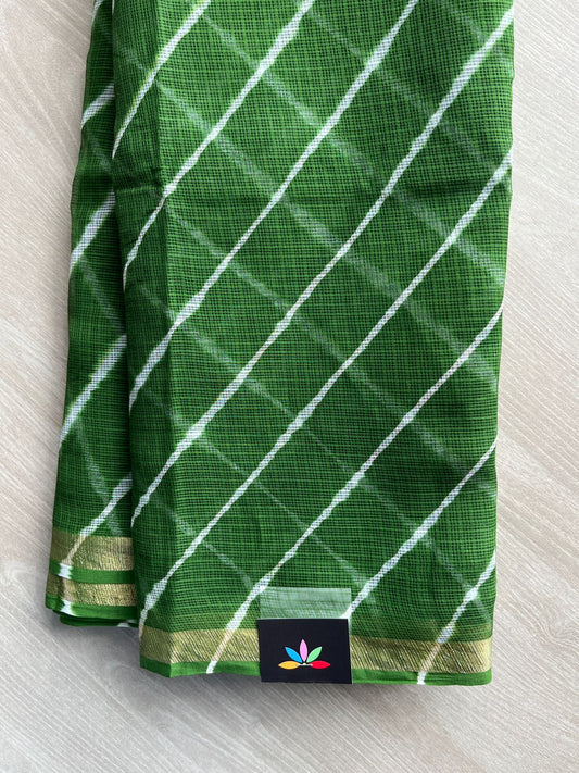 Forest Green Stripes Leheriya Kota Doria Saree- 35596