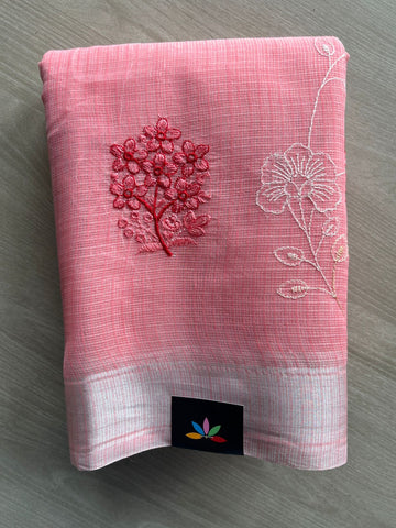 Floral Embroidered Pure Kota Cotton Saree - 35613