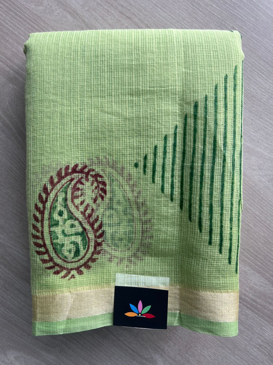 Celadon Green Simple Printed Blended Kota Saree - 35633