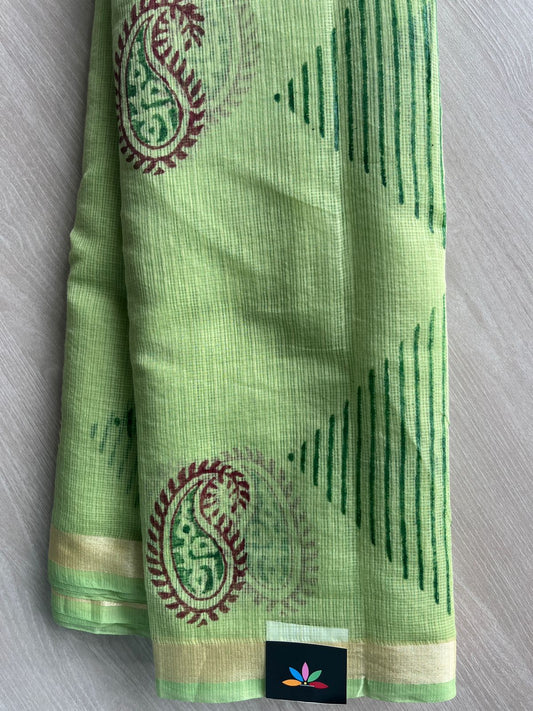 Celadon Green Simple Printed Blended Kota Saree - 35633