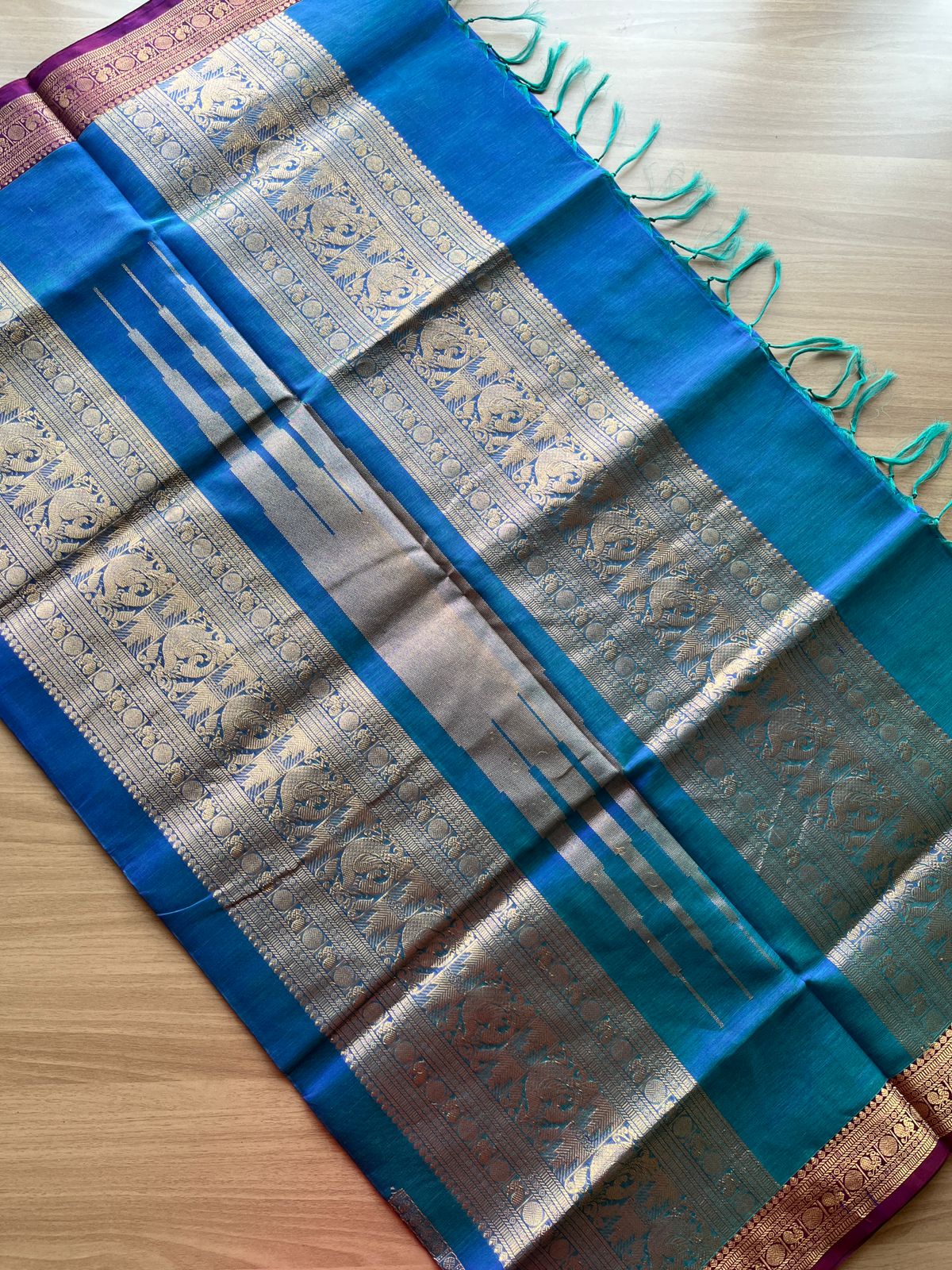 Small Border Handloom Kanchi Silk Cotton Saree 13991 FABK Small Border Handloom Kanchi Silk Cotton Saree 13991 FABK